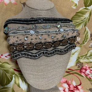 Rhinestone beaded headbands bundle of six